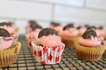 Baking cupcakes is a fun girls' night in activity.